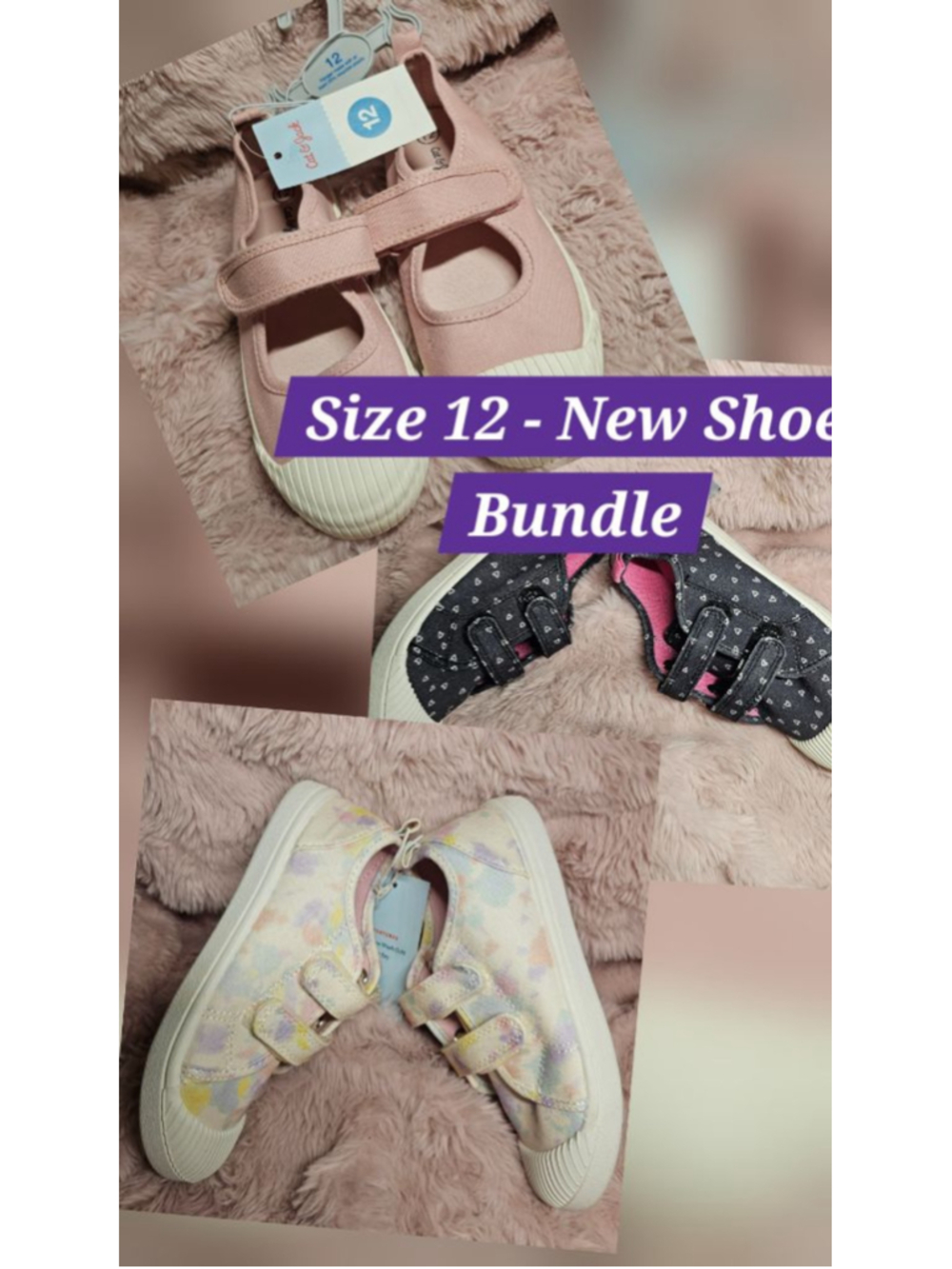 3 Pairs - New Cat & Jack velcro shoes